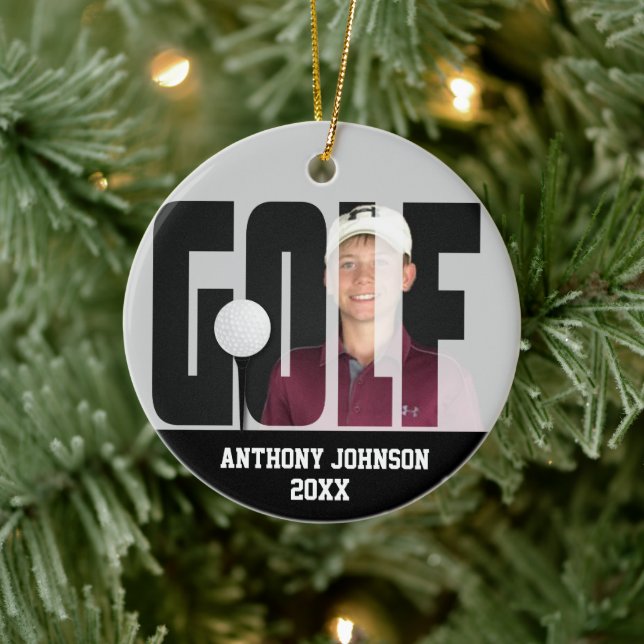 Anpassningsbar - Golf Photo Keepsak Ceramic Orname Julgransprydnad Keramik (Träd)