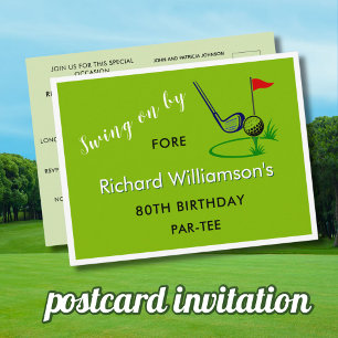 **ANPASSNINGSBAR GOLF POSTCARD 80 BIRTHDAY INVITAT HELG VYKORT