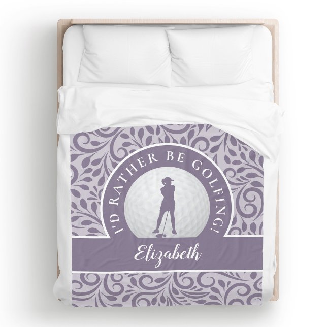 Anpassningsbar Golf Silhouette Modern Mönster Lila Fleecefilt (Custom Golf Silhouette Modern Pattern Purple Chic Fleece Blanket)