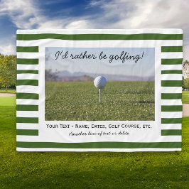 Anpassningsbar Golfing Photo Grönt & White Rand Fleecefilt