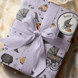 Anpassningsbar Goth Lila Baby Carriage Halloween Presentpapper