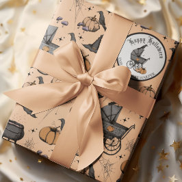Anpassningsbar Goth Orange Baby Carriage Halloween Presentpapper