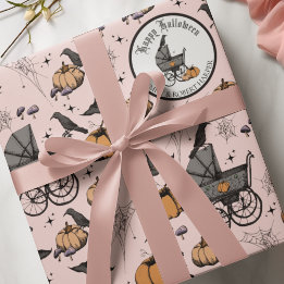 Anpassningsbar Goth Rosa Baby Carriage Halloween Presentpapper