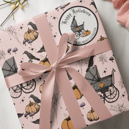 Anpassningsbar Goth Rosa Baby Carriage Halloween Presentpapper