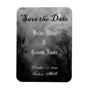 Anpassningsbar Gothic Full Moon Raven Spara datum Magnet