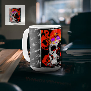 Anpassningsbar Gothic Skull Röd ros Coffee Mugg