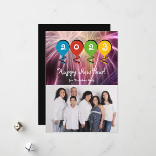 Anpassningsbar Gott nytt år-familjfoto Julkort