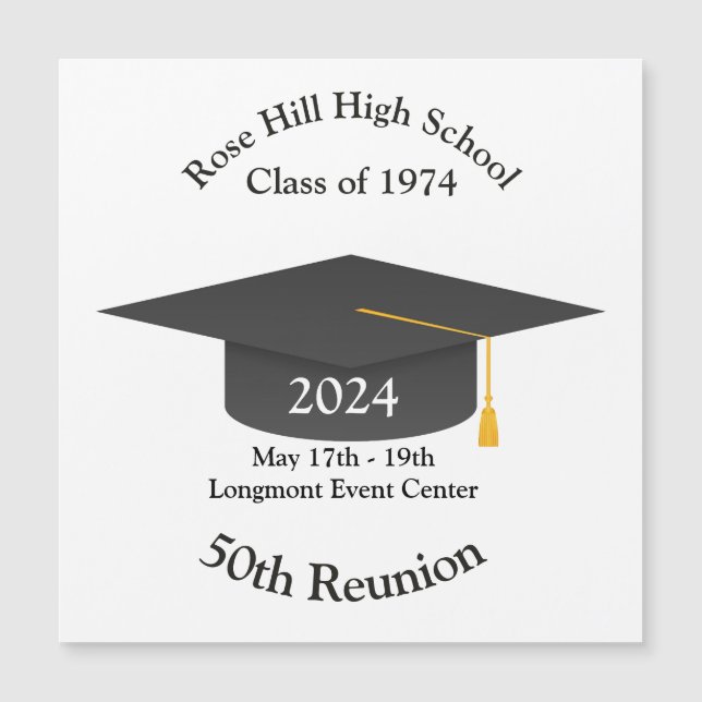 Anpassningsbar Grad Cap Reunion Spara-the-Date Mag (Framsida)
