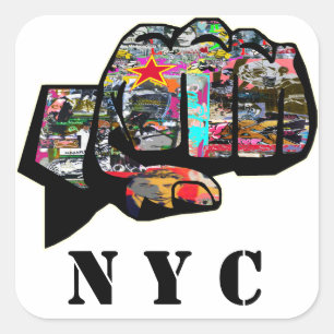 Anpassningsbar graffiti fist fyrkantigt klistermärke