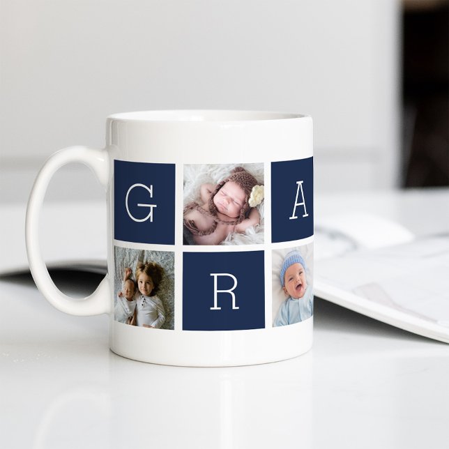 Anpassningsbar Grampy Grandfather Photo Collage Kaffemugg (Skapare uppladdad)