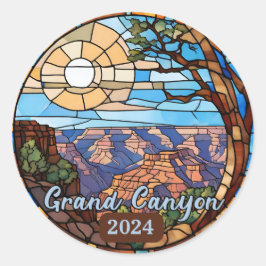 Anpassningsbar Grand Canyon Faux-glasaktigt glas Runt Klistermärke
