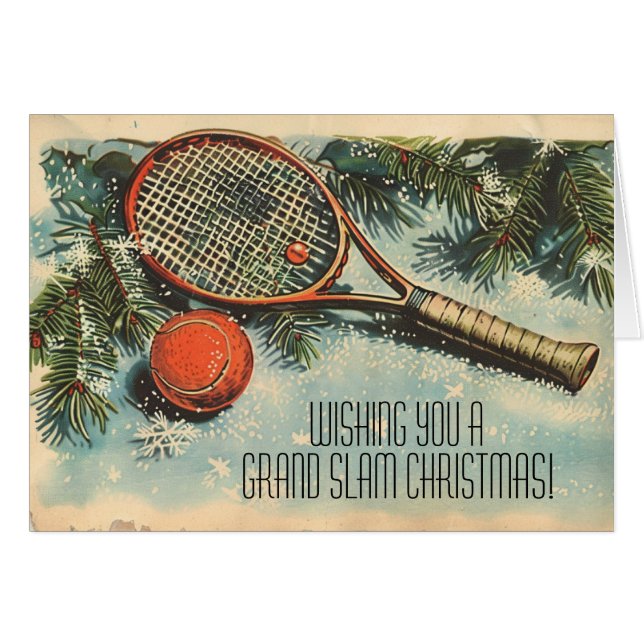 🎾 Anpassningsbar, GRAND SLAM CHRISTMAS! Hälsningskort (Framsidan Horizontal)