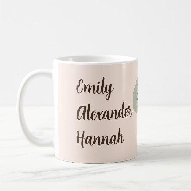 Anpassningsbar Grandchild Namn Minimal Blommigt li Kaffemugg (Vänster)