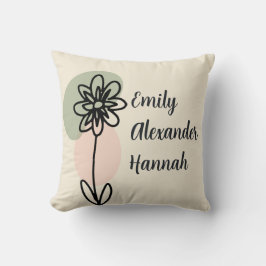 Anpassningsbar Grandchild Namn Minimal Blommigt li Kudde