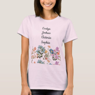 Anpassningsbar Grandchildren Namn Wildblommor T Shirt