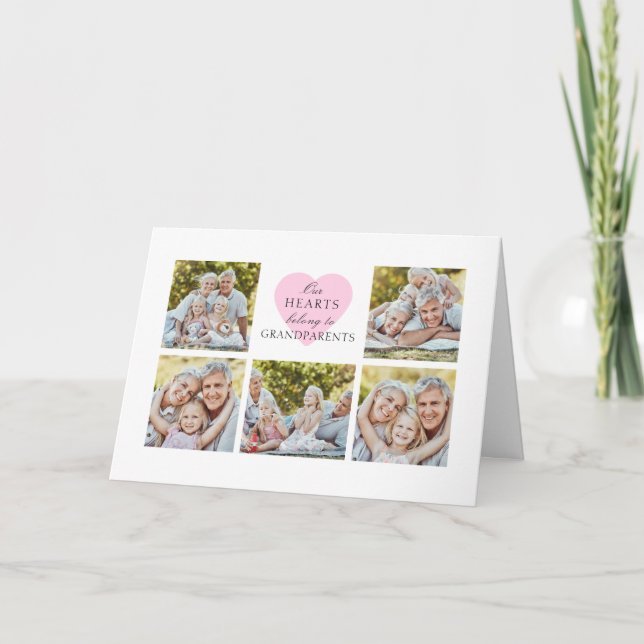 Anpassningsbar Grandfather Day Card med foton Tack Kort (Framsida)