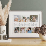 Anpassningsbar Grandma 7 Photo Grandchildren Colla Poster<br><div class="desc">Skapa en söt bröllop-keepsaké för en älskad mormor med den här fotokollagen. Anpassa med sju foton. "GRANDMA" förekommer i mitten i mjuk grått-skrift med barnbarns namn,  eller ett anpassningsbar-meddelande som är överlagt. Perfekt för födelsedagar,  Mors dag eller morföräldrars dag.</div>