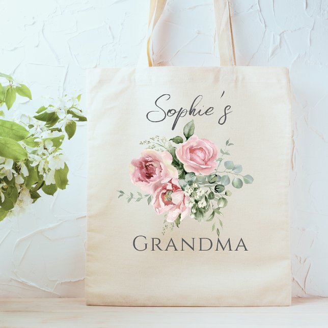 Anpassningsbar Grandma Blommigt Tote Bag Tygkasse (Skapare uppladdad)