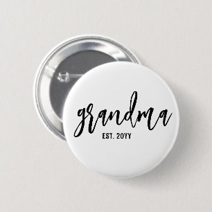 Anpassningsbar Grandma Est. Modern Penselskripttyp Knapp