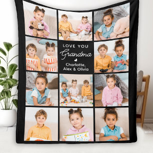 Anpassningsbar Grandma Gift Personlig 11 Photo Col Fleecefilt