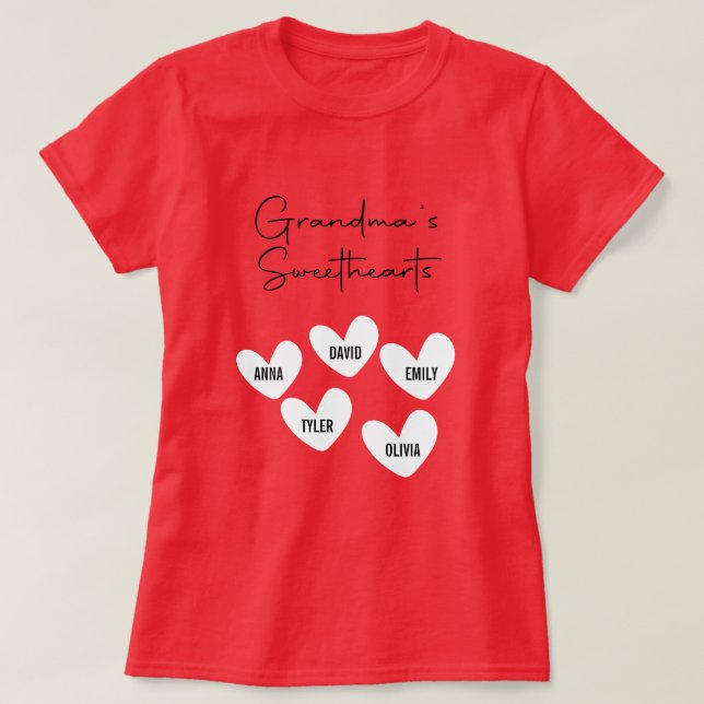 Anpassningsbar Grandma med Barnbarn Namn T Shirt (Design framsida)