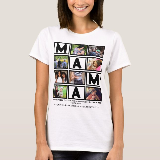 Anpassningsbar Grandma Mors dag Mamma 9 Photo Coll T Shirt (Framsida)