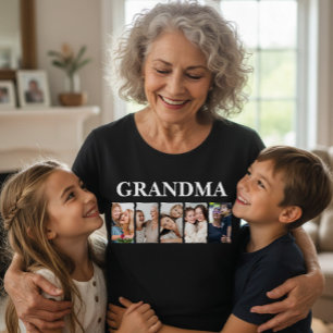 Anpassningsbar Grandma Photo Collage Personlig Gif T Shirt