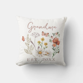 Anpassningsbar Grandma Wildblommor Kudde