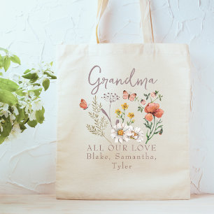 Anpassningsbar Grandma Wildblommor Tygkasse
