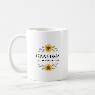 Anpassningsbar Grandma with Kids Namn Mors dag Gif Kaffemugg