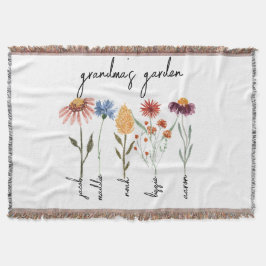 Anpassningsbar Grandmas Garden Personlig Birthday Filt