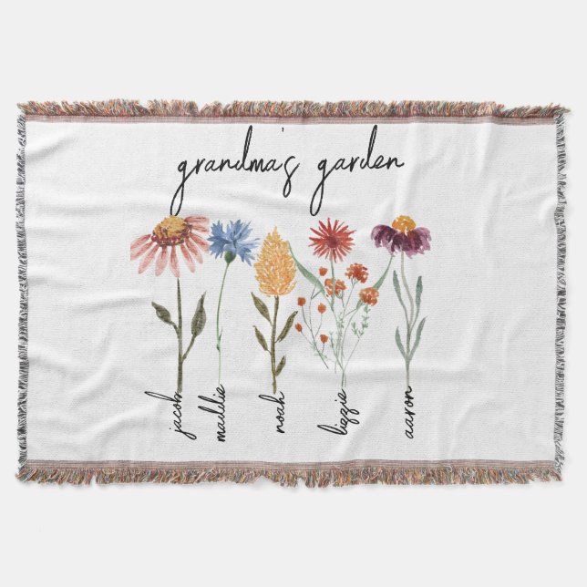 Anpassningsbar Grandmas Garden Personlig Birthday Filt (Framsidan)