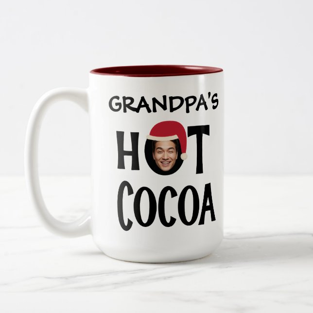 Anpassningsbar Grandpa Ansikte & Namn Hett Cocoa-j Två-Tonad Mugg (Vänster)