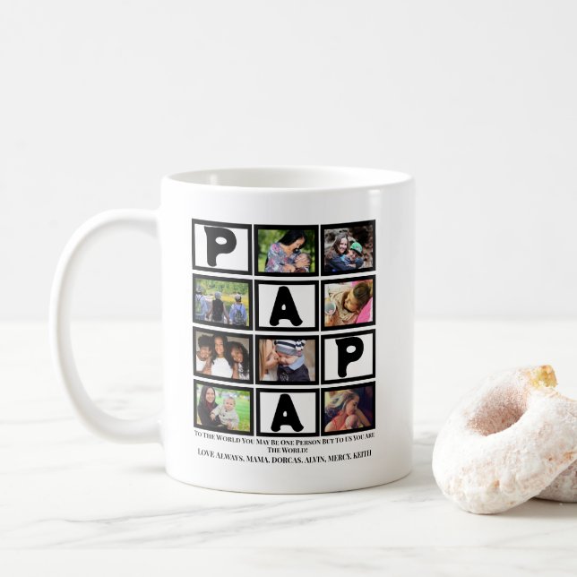 Anpassningsbar Grandpa Fars dag Pappa 9 Photo Coll Kaffemugg (Med munk)