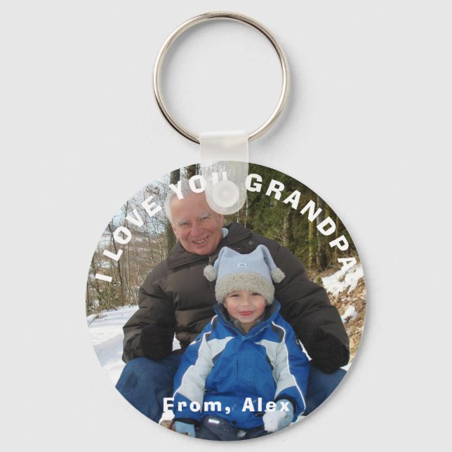 Anpassningsbar Grandpa Keychain, I Kärlek You Gran Nyckelring (Framsida)