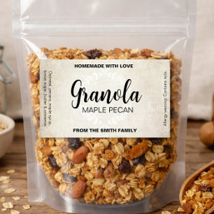 Anpassningsbar Granola Hemmagjord Etikett Gran001b