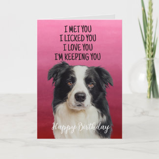 Anpassningsbar Gräns Collie Birthday Card Tack Kort
