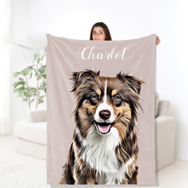 Anpassningsbar Gräns Collie Hund Personlig Tecknin Fleecefilt (Skapare uppladdad)