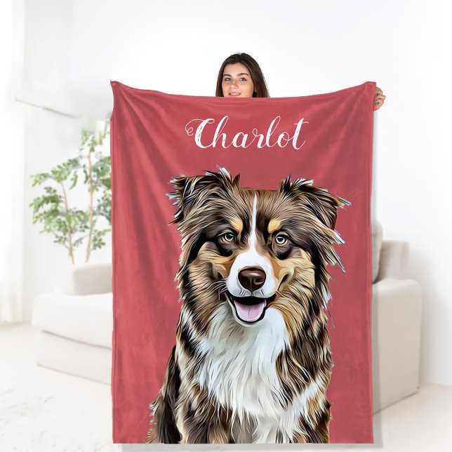 Anpassningsbar Gräns Collie Hund Personlig Tecknin Fleecefilt (Skapare uppladdad)