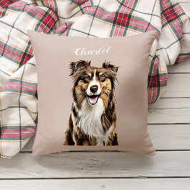Anpassningsbar Gräns Collie Hund Personlig Tecknin Kudde