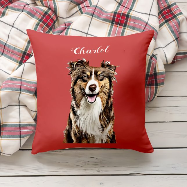 Anpassningsbar Gräns Collie Hund Personlig Tecknin Kudde (Skapare uppladdad)