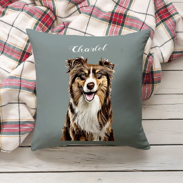 Anpassningsbar Gräns Collie Hund Personlig Tecknin Kudde