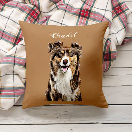 Anpassningsbar Gräns Collie Hund Personlig Tecknin Kudde
