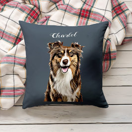 Anpassningsbar Gräns Collie Hund Personlig Tecknin Kudde