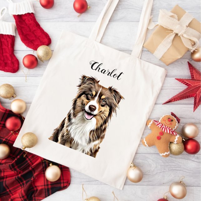 Anpassningsbar Gräns Collie Hund Personlig Tecknin Tygkasse (Skapare uppladdad)