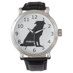 ANPASSNINGSBAR Gräns Collie Hund Silhouette Armbandsur