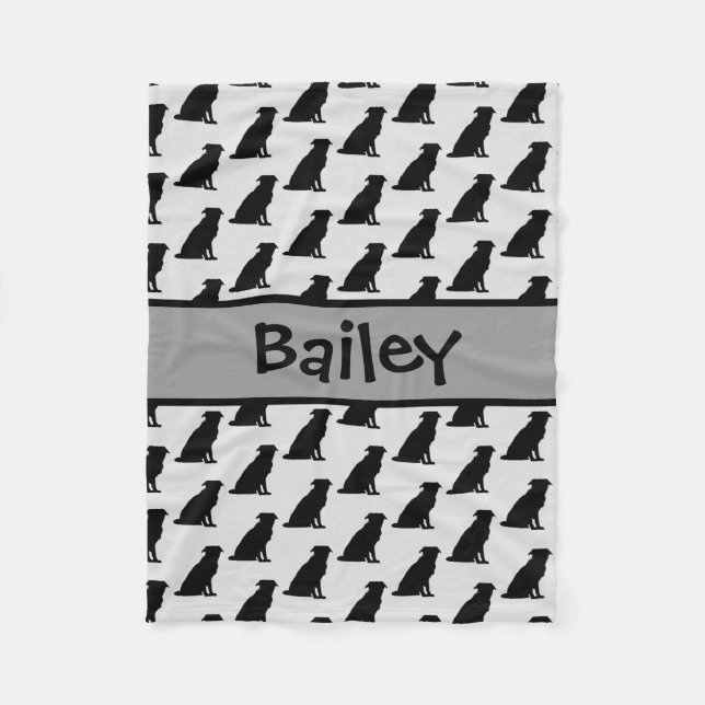 Anpassningsbar Gräns Collie Hund Silhouette Fleecefilt (Framsidan)