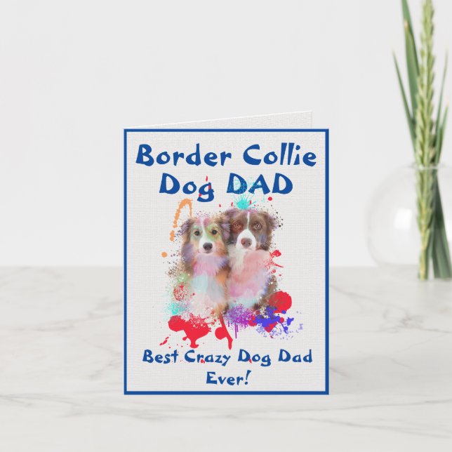Anpassningsbar Gräns Collie Pappa Crazy Hund Digit Kort (Framsida)