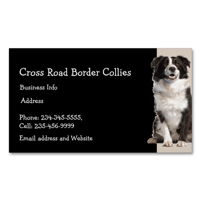 Anpassningsbar Gräns Collies Hund Pet Animal Logot Magnetiska Visitkort (Framsida)