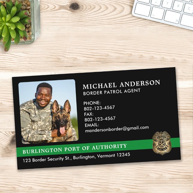 Anpassningsbar Gräns Patrol Agent Militär fotoLogo Visitkort (Skapare uppladdad)